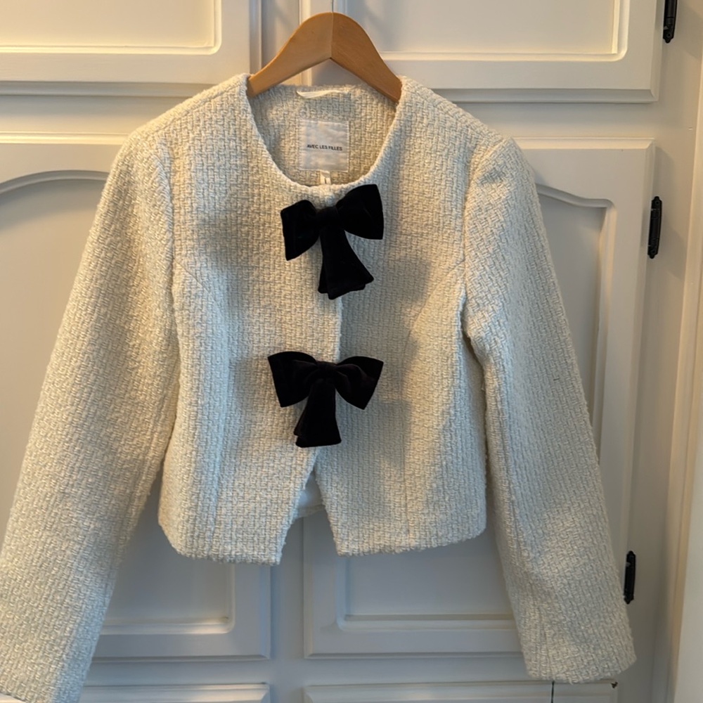 Avec les Filles tweed jacket with bows